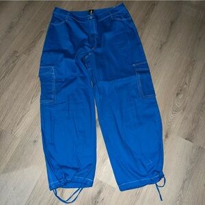 COLLUSION Blue Cargo Pants w/ Top Stitching Size 14 (NWOT)